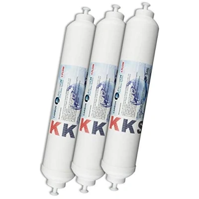 Abbildung von 3er Pack Wasserfilter für Side by Kühlschrank Samsung LG AEG Haier usw Externer Kühlschrankfilter mit integriertem 1/4&quot; Schlauchanschluss Aktivkohle Filter