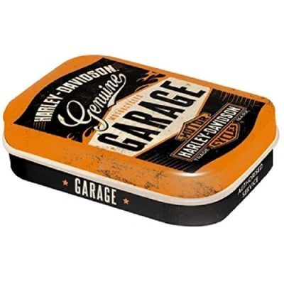 Abbildung von Nostalgic Art Retro Pillendose, 4 x 6 1,6 cm, Harley Davidson Garage Geschenk Idee für Biker, mit Pfefferminz Dragees, Vintage Design