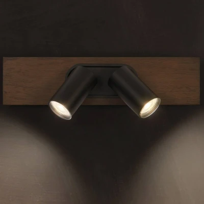 Abbildung von LEDVANCE DECOR SPOT MERCURY, 2 x 3,4W, 460lm, Holzoptik, schwarz, Spotleuchte, verstellbare Köpfe, vielseitig anwendbar, Innenraumspot, austauschbare LED Lampen, warmweiße Lichtfarbe, GU10