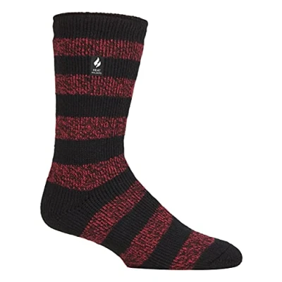 Abbildung von HEAT HOLDERS Herren Winter Extra Warm Thermosocken für Geschenk Innenfleece Socken (39 45, Schwarz/Rot (Palermo))