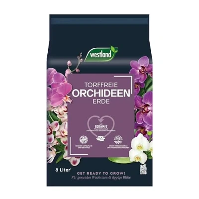 Abbildung von Westland Orchideen Erde, 8 l Blumenerde für gesundes Wachstum, Pinienrinde und Tongranulat eine ideale Wasser Nährstoffverteilung