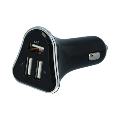 Abbildung von CARPOINT 0517075 KFZ Ladekabel für Handys 12 / 24 3 USB schwarz