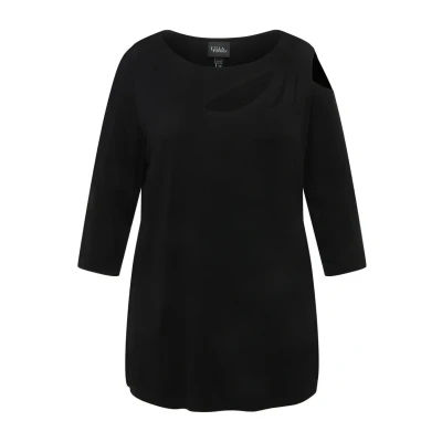 Abbildung von Ulla Popken Ubootausschnitt 3/4ARM Langarmshirt, Damen, Größe: 42/44, Schwarz