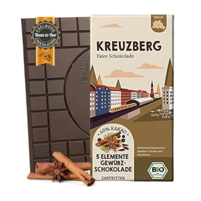 Abbildung von KREUZBERG 5 Gewürze in Bio Zartbitter / Fair Trade Stadtteil Schokolade 1 Tafel vegan 75g)