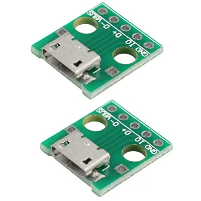 Abbildung von HALJIA Micro USB auf DIP Adapter, 5 Pin Buchse, B Typ, PCB Konverter Modulplatine, 2 Stück