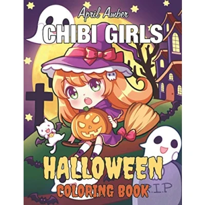 Abbildung von Chibi Girls Halloween Coloring Book: For Kids and Adults with Candy Cute Anime Kawaii Set In Fun Spooky Manga Scenes