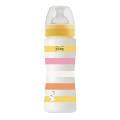Abbildung von CHICCO BABYFLÄSCHCHEN WELL BEING, 330ML, SCHNELLER FLUSS, 4M+ SILIKON, GELB