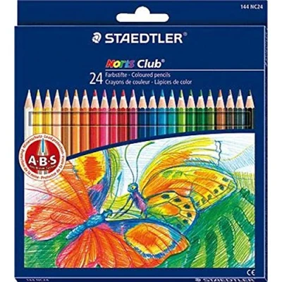 Abbildung von STAEDTLER Buntstifte Noris, erhöhte Bruchfestigkeit, sechskant, Set mit 24 brillanten Farben, kindgerecht nach DIN EN71, umweltfreundliches PEFC Holz, 144 NC24