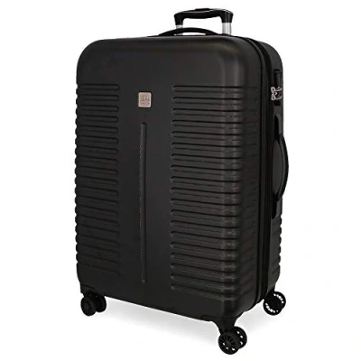 Abbildung von Roll Road India Mittlerer Koffer Schwarz 48x70x27 cms Hartschalen ABS Kombinationsschloss 75L 3,7Kgs 4 Doppelräder Erweiterbar
