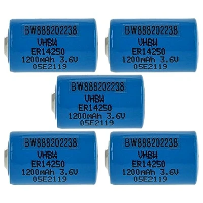 Abbildung von vhbw 5X ER14250 Rundzellenbatterien Ersatz für UHE X, VL1/2AA, XL 050F Spezialbatterien (1200mAh, 3,6V, Li SOCl2)