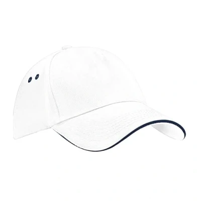 Abbildung von Beechfield B015CWHI FNA Ultimate 5 Panel Sandwich Peak Mütze, White/French Navy, Einheitsgröße
