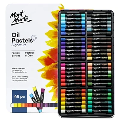 Abbildung von Mont Marte Pastellkreide Ölpastellkreide Set 36 / 48 Stück Weiche Ölkreide, Intensive Farben, hohe Pigmentierung Ideal für Malerei &amp; Zeichnungen