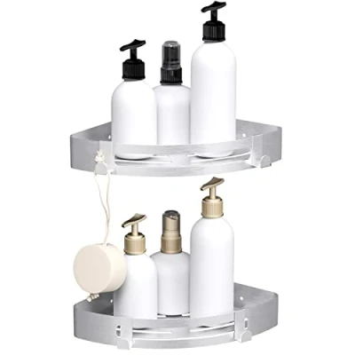 Abbildung von Badezimmer Divider Silber Regal Duschkorb mit Haken Ecke Dusche