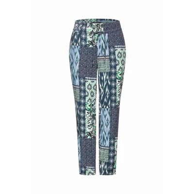 Abbildung von Cecil Patchwork Print Stoffhose, Damen, Größe: Lx28, Blau