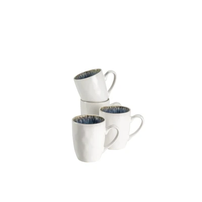 Abbildung von MÄSER Frozen, Kaffeebecher 4er Set in unregelmäßiger Hammerschlag Optik, 4 große Kaffeetassen aus Keramik modernem Vintage Look, Steinzeug, Blau