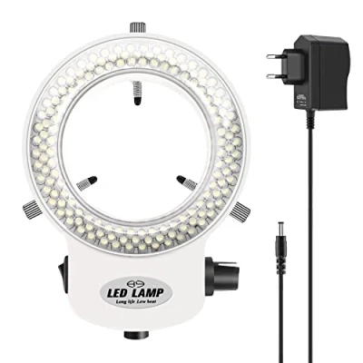 Abbildung von Tiamu Mikroskop LED Ringlicht, Stereomikrosko Kamera 144 Perlen Ringleuchte, Helligkeit 0 100% einstellbar Ringlicht Industrie Optische Ringlampe Light Illuminator