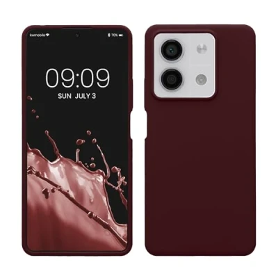 Abbildung von kwmobile Hülle kompatibel mit Xiaomi Redmi Note 13 5G Silikon Handy Case Handyhülle weiche Oberfläche kabelloses Laden Bordeaux Violett