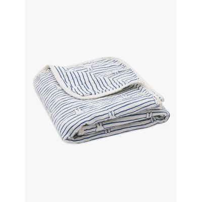 Abbildung von Jollein Babydecke Miffy Stripe Navy 75x100cm 100% Baumwolle Für Babywiege Musselindecke 0.5 TOG OEKO TEX Zertifiziert