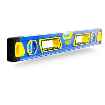 Abbildung von S&amp;R Wasserwaage Aluminium magnetisch mit gut lesbare cm Skala, Genauigkeitsklasse 1, (1 St), 3 stoßfesten Libellen: Waagerechte/Senkrechte / 45 Grad, (60 cm)