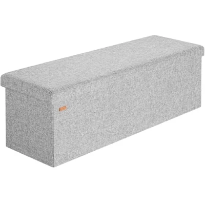 Abbildung von Casaria® Sitzbank mit Stauraum 115x40x40 cm Grau Faltbar Gepolstert Deckel Stoff Stabil 130 L Modern Flur Schlafzimmer Sitztruhe Bettbank Polsterbank