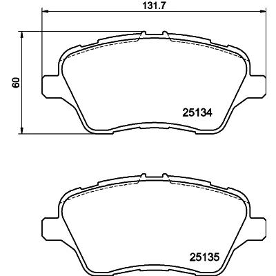 Abbildung von HELLA 8DB 355 020 621 Bremsbelagsatz nicht für Verschleißwarnanzeiger vorbereitet mit Bremssattelschrauben Zubehör FORD: FIESTA 6, B Max