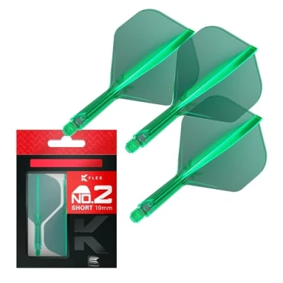 Abbildung von Target Darts K Flex Integrierter Dart Flug und Schaft, Nr. 2 Grün (Kurz) 3er Pack 2, Präzisionsgeformte in 1 Flüge Schäfte Professionelles Zubehör
