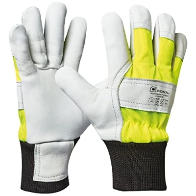 Abbildung von Gebol Worker Pro Thermo Comfort Arbeitshandschuhe aus Leder mit kälteisolierendem Futter für den Winter Wasserabweisende Schutzhandschuhe Herren Größe L (Gr 9) Gelb Schwarz Weiß 1 Paar