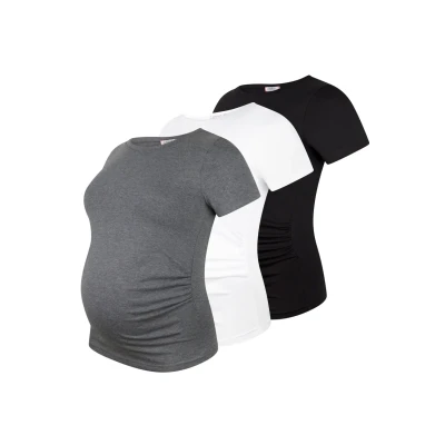 Abbildung von M.M.C. 3ER SET Tshirt basic, Damen, Größe: Medium, Schwarz weiß dunkelgrau