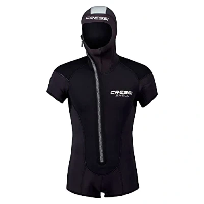 Abbildung von Cressi Shell Jacket Multi Thickness Man Jacke / Shorty Modularer Reißverschluss und Kapuze zum Tauchen in Neopren 5mm Schwarz