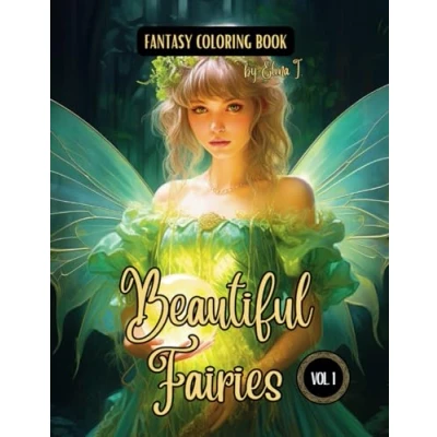 Abbildung von Fantasy Coloring Book Beautiful Fairies Vol. 1: For Adults and Teens Black Line Grayscale Pages of