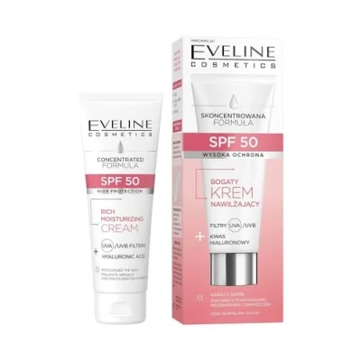 Abbildung von Eveline Cosmetics Konzentrierte Formel Reichhaltige Creme Hyaluronsäure SPF50 30ml