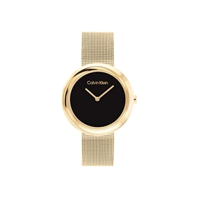 Abbildung von Calvin Klein Analog Quarzuhr für Damen Kollektion TWISTED BEZEL mit Edelstahl Mesh oder Lederarmband