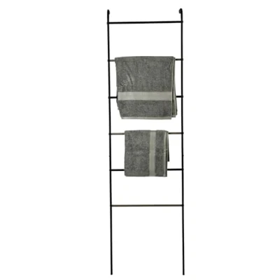 Abbildung von Iris Ohyama Stylischer Kleiderständer, Leiter, Schwarz, Haken inklusive, Robuster Rahmen, Rutschfest, Für Schlafzimmer, Studio, Schrank, Platzsparend, Wäscheständer, Einfacher Aufbau, PI O150