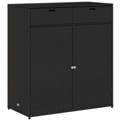 Abbildung von vidaXL Gartenschrank, Geräteschrank mit viel Stauraum, Beistellschrank Schrank Türen, Balkonschrank Terrassenschrank, Schwarz Poly Rattan