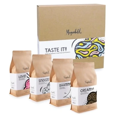 Abbildung von Morgenheld Kaffeebohnen Geschenk Set 1kg, Premium Arabica Kaffee ganze Bohnen 4x250g, Traditionelle Röstung