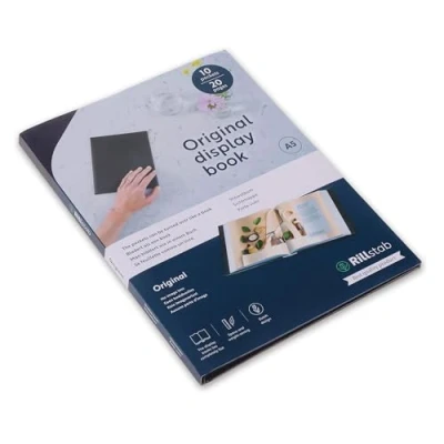 Abbildung von rillstab original A5 Präsentationsmappe für Schule &amp; Projekt Sichtbuch Präsentationsbuch 10 Transparente Hüllen Dokumente Organisieren ohne Lochen Schwarz, RI99514