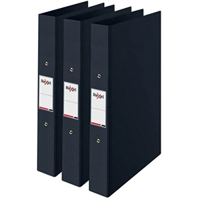 Abbildung von Rexel Choices 2115729 Ringbuch A4, Rücken 25 mm, 190 Blatt Kapazität, Aktenordner, Dokumentenorganisation, Schwarz, 3 Stück