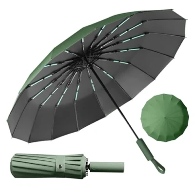 Abbildung von LENDOO Regenschirm Sturmfest,Kompakter Faltbarer sturmfest Automatik Groß Taschenschirm mit 16 Rippen,210T Teflon Beschichtung,Windsicher Anti UV Sonnenschirm