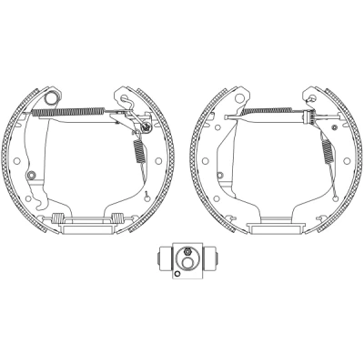 Abbildung von TEXTAR Shoe Kit Pro 84058200 Bremsensatz, Trommelbremse mit Radbremszylinder, Stellelement OPEL: Corsa C Schrägheck, Tigra Twintop