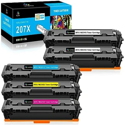 Abbildung von LeciRoba 207X (Mit Chip) für HP W2210X W2211X W2212X W2213X W2210A W2211A W2212A W2213A 207A Toner Color Laserjet Pro MFP M283fdw M283fdn M282nw M255dw M255nw Drucker (5 Packung)