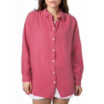 Abbildung von Sublevel Lange Hemdbluse, Damen, Größe: M/L, Pink