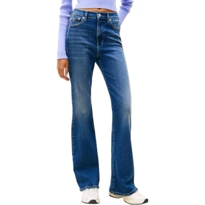 Abbildung von Tommy Jeans Sylvia Flared Jeans, Damen, Größe: 26x30, Denim dark