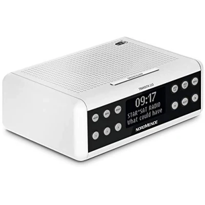 Abbildung von Nordmende Transita 115 Digital Radiowecker (DAB+/UKW Uhrenradio mit doppeltem Alarm, Sleep Timer, Snooze Funktion, dimmbares OLED Display Uhrzeit und Infoanzeige, 3 Watt) weiß