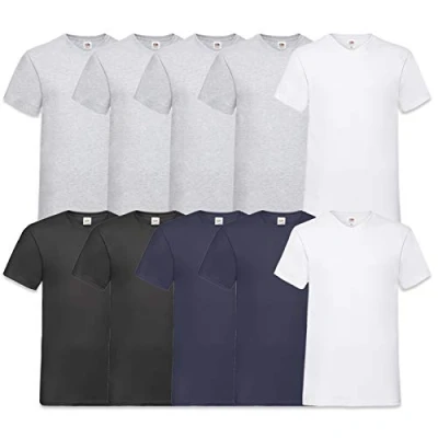 Abbildung von Fruit of the Loom Herren V Neck Valueweight T Shirt (erPack 10 (L, 4Grau2Weiss2Schwarz2Navy)