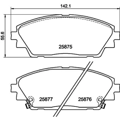 Abbildung von HELLA 8DB 355 021 421 Bremsbelagsatz mit akustischer Verschleißwarnung MAZDA: CX 3, 3 Schrägheck, Limousine