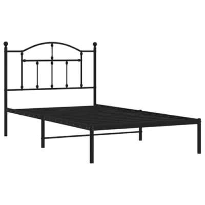 Abbildung von vidaXL Bett Bettgestell mit Kopfteil Metall Schwarz 100x190 cm