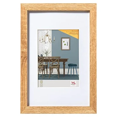 Abbildung von walther design Bilderrahmen eiche hell 40 x 60 cm mit Kunstglas und Passepartout Fiorito Holzrahmen EFX460E