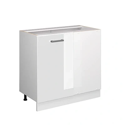 Abbildung von Vicco Eckunterschrank R Line, Weiß Hochglanz/Weiß, 86 cm ohne Arbeitsplatte