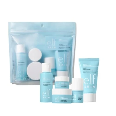 Abbildung von e.l.f. Jet Set Hydration Kit TSA freundliche Hautpflege Cleanser, Balm, Feuchtigkeitscreme, Augencreme und Nachtcreme