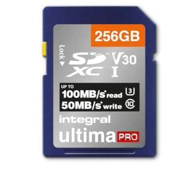 Abbildung von Integral SD Karte 256GB 4K Ultra HD Video Premium High Speed Speicherkarte SDXC Bis zu 100MB/s V30 UHS I U3 Class 10 Card